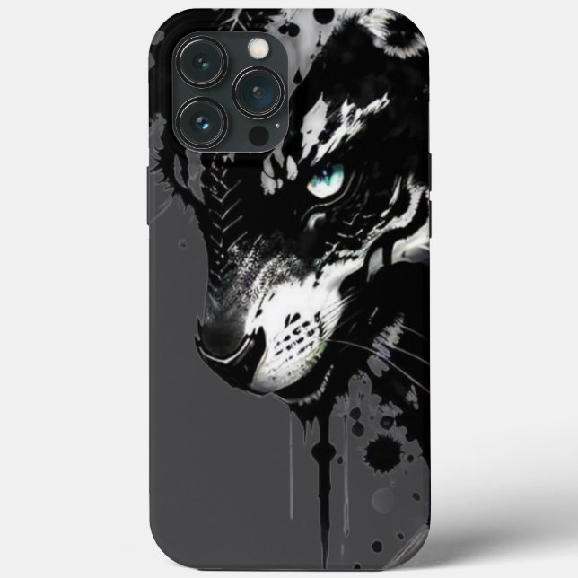 Wolf-themed phone case A fierce black and white de (Rückseite)
