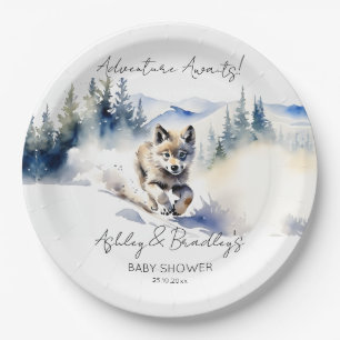 Wolf-Themenabenteuer erwartet Babydusche Pappteller