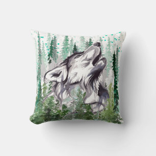 Wolf Throw Pillow Farbenfrohe Wolf Throw Kissen