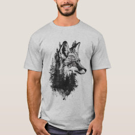 Wolf Tierwelt mit doppelter Exposition T-Shirt
