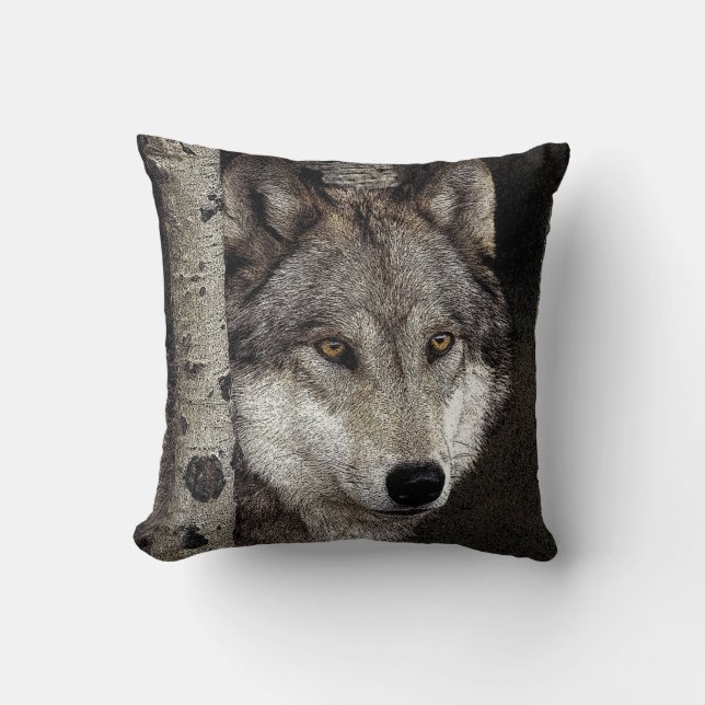 Wolf-Tinten-Kunst-Kissen Kissen (Vorderseite)