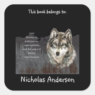 Wolf Totem Animal Spirit Guide Buchzeichen Quadratischer Aufkleber