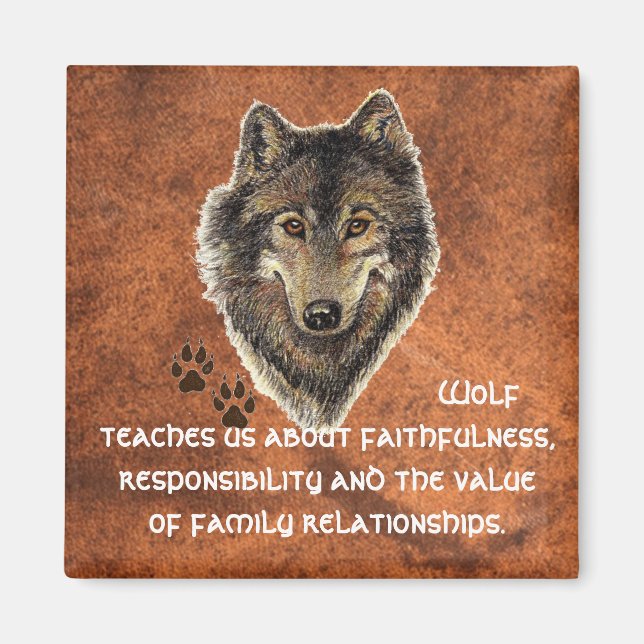 Wolf, Totem der Wölfe, Naturführer Magnet (Vorne)