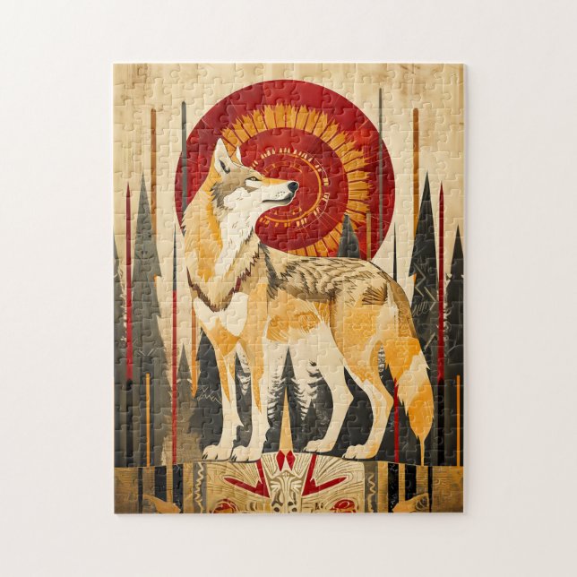 Wolf Totem – Wächter im Deco-Stil (Vertikal)