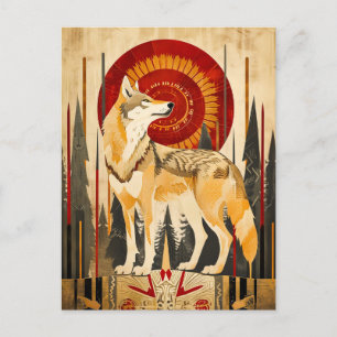 Wolf Totem – Wächter im Deco-Stil Postkarte