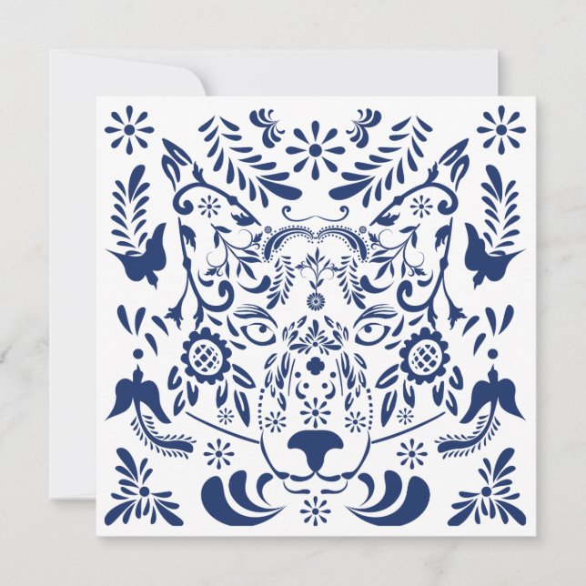 Wolf traditionelle Muster Postkarte (Vorderseite)