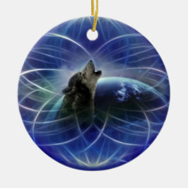 Wolf Traumcatcher Weihnachtsbaum Keramik Ornament