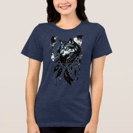 Wolf, Träumer, Amulet, Talisman Tri-Blend Shirt