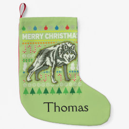 Wolf Ugly Christmas Sweater Wildlife Series Kleiner Weihnachtsstrumpf