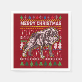 Wolf Ugly Christmas Sweater Wildlife Series Serviette