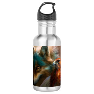 Wolf- und Adlermalerei Edelstahlflasche