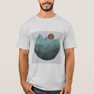 Wolf und Berge Moderne Kunst T-Shirt