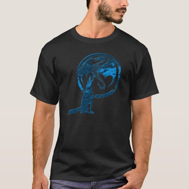Wolf und Drachenblauer T - Shirt (Vorderseite)