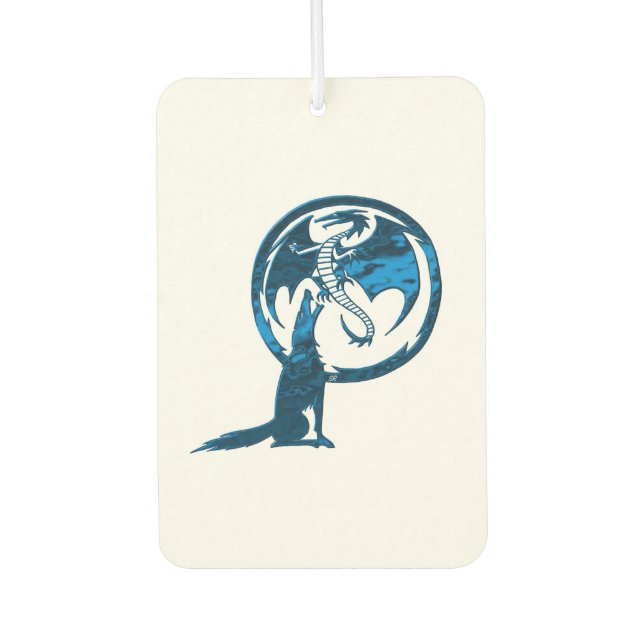 Wolf und Drachenblauer Weißkarosseriebauer Autolufterfrischer (Vorderseite)