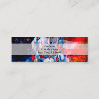 Wolf und Dreamcatcher in der amerikanischen Flagge Mini Visitenkarte