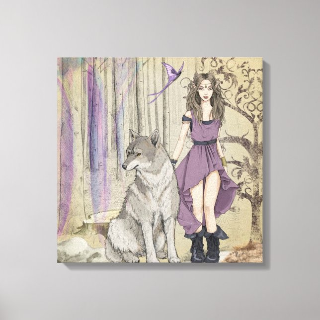 Wolf und Fairy Leinwanddruck (Vorderseite)