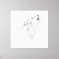 Wolf und Frau Minimalistische Line Art Tapete | Sc