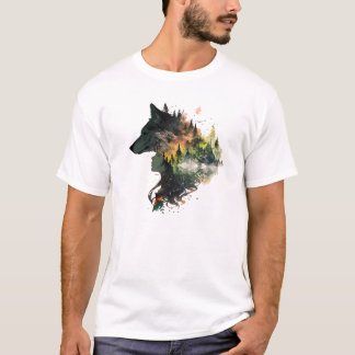 Wolf und indianisches Mädchen T-Shirt