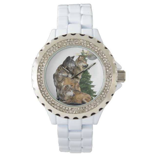 Wolf und Mond Armbanduhr (Vorderseite)