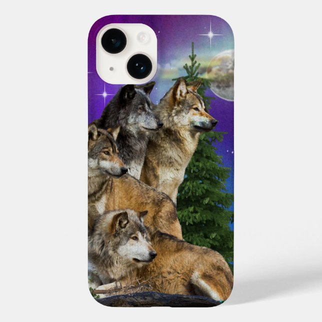 Wolf und Mond Case-Mate iPhone 14 Hülle (Rückseite)