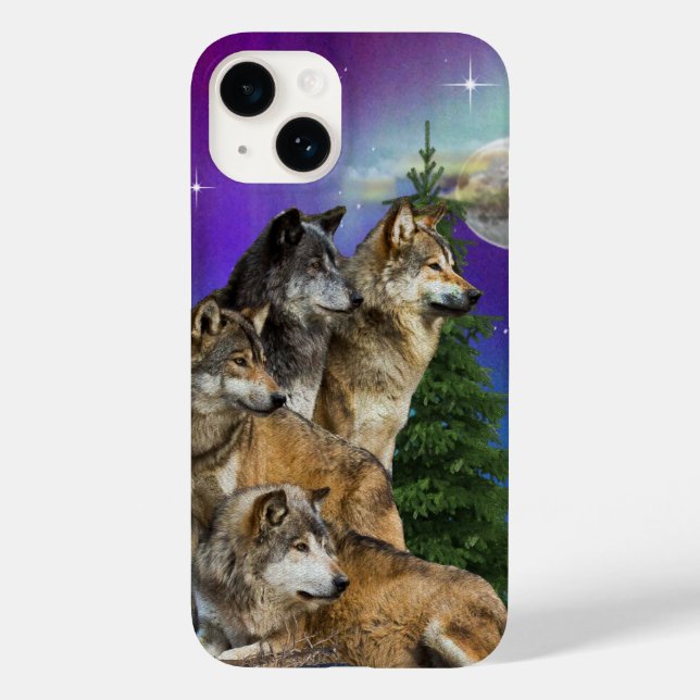 Wolf und Mond Case-Mate iPhone 14 Hülle (Rückseite)