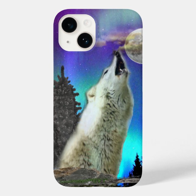 Wolf und Mond Case-Mate iPhone 14 Hülle (Rückseite)