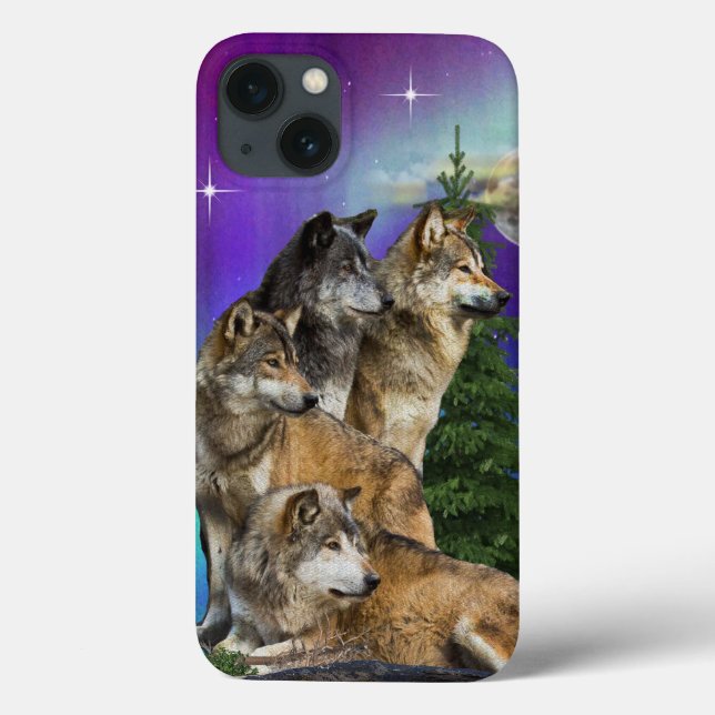 Wolf und Mond Case-Mate iPhone Hülle (Rückseite)