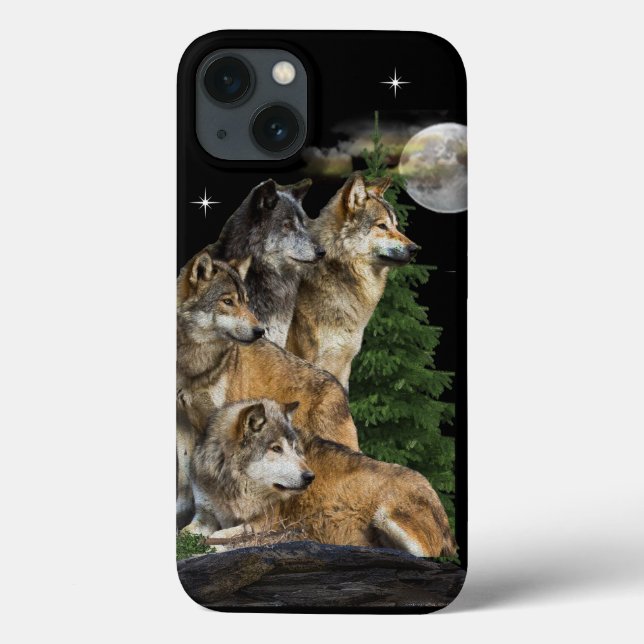Wolf und Mond Case-Mate iPhone Hülle (Rückseite)