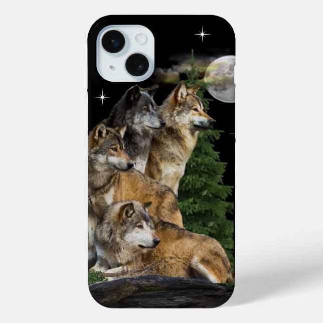 Wolf und Mond Case-Mate iPhone Hülle (Rückseite)
