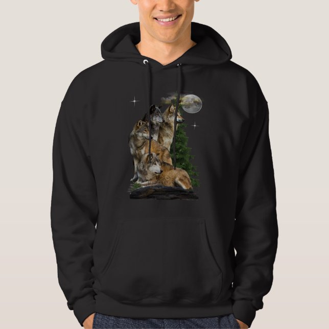 Wolf und Mond Hoodie (Vorderseite)