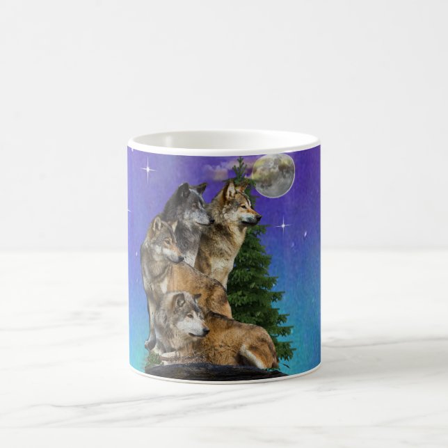 Wolf und Mond Kaffeetasse (Mittel)