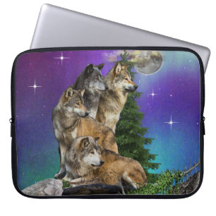 Wolf und Mond Laptopschutzhülle