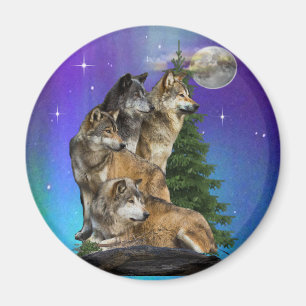Wolf und Mond Magnet