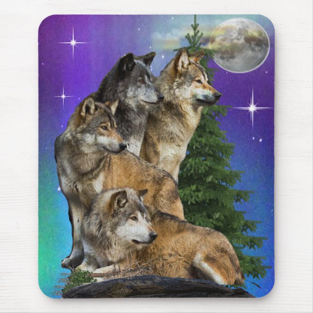 Wolf und Mond Mousepad (Vorne)