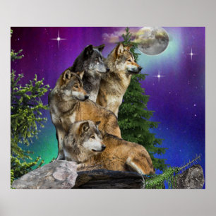 Wolf und Mond Poster