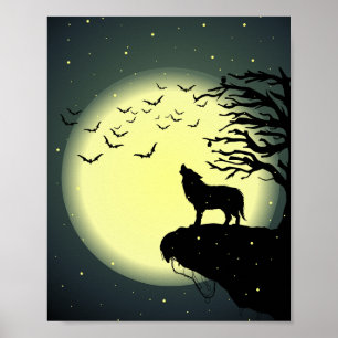 Wolf und Mond Poster