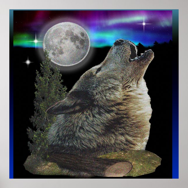 Wolf und Mond Poster (Vorne)