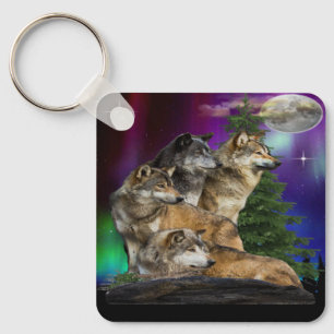 Wolf und Mond Schlüsselanhänger