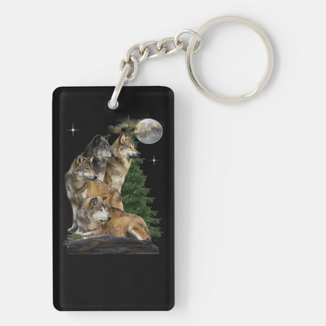 Wolf und Mond Schlüsselanhänger (Rückseite)
