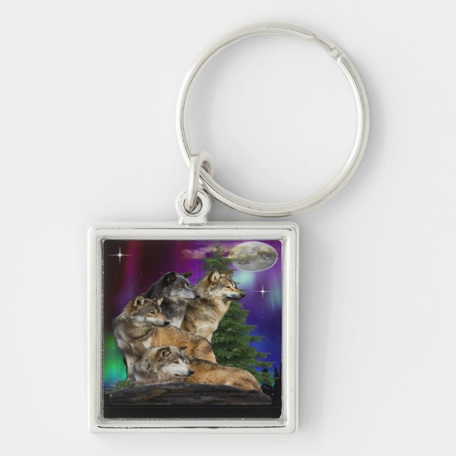 Wolf und Mond Schlüsselanhänger (Vorne)