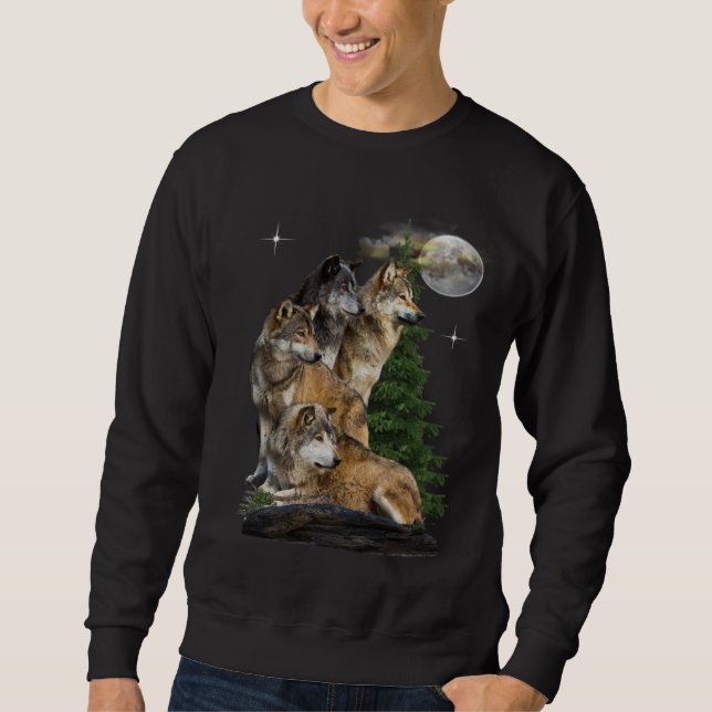 Wolf und Mond Sweatshirt (Vorderseite)