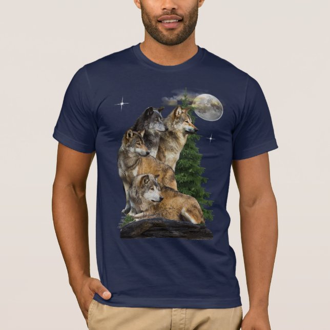 Wolf und Mond T-Shirt (Vorderseite)