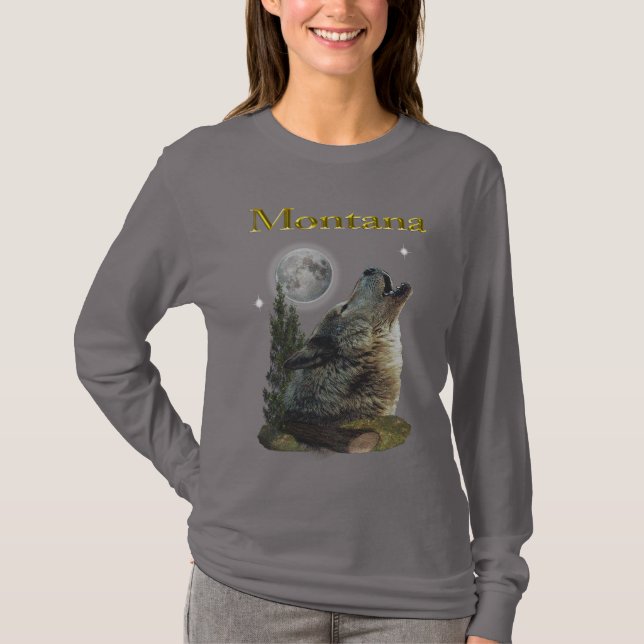 Wolf und Mond T-Shirt (Vorderseite)