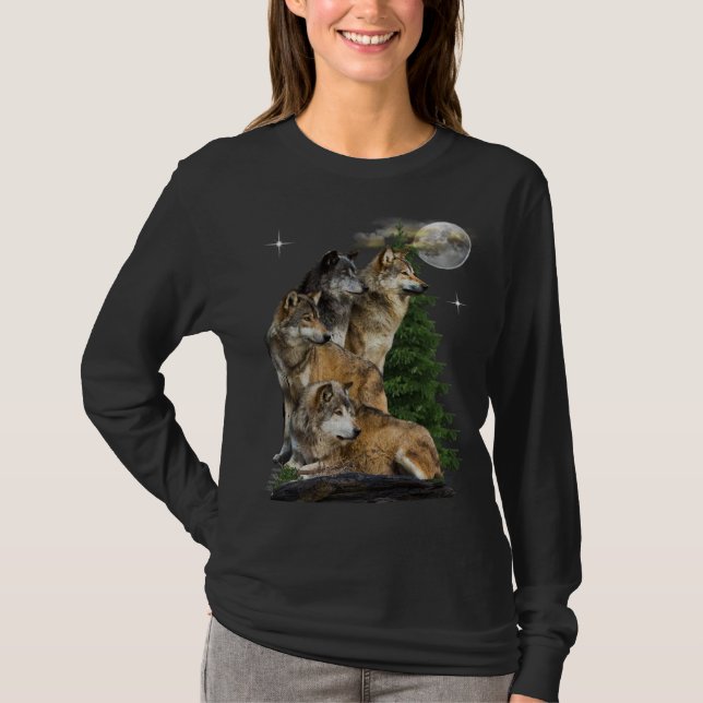 Wolf und Mond T-Shirt (Vorderseite)