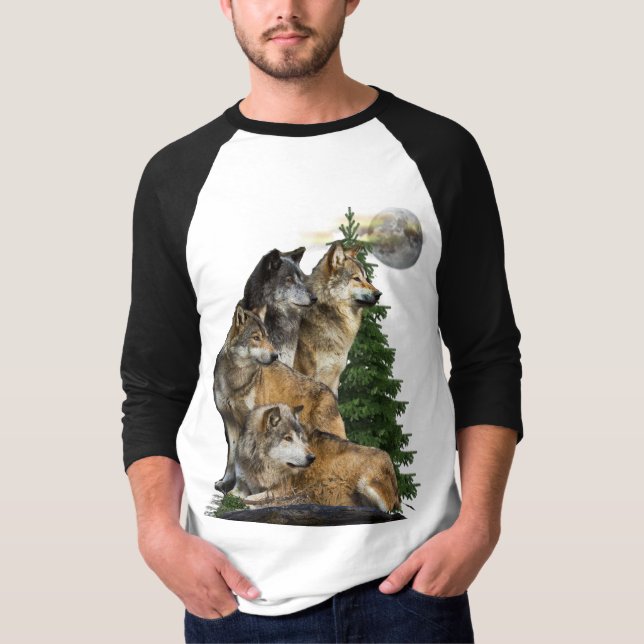 Wolf und Mond T-Shirt (Vorderseite)