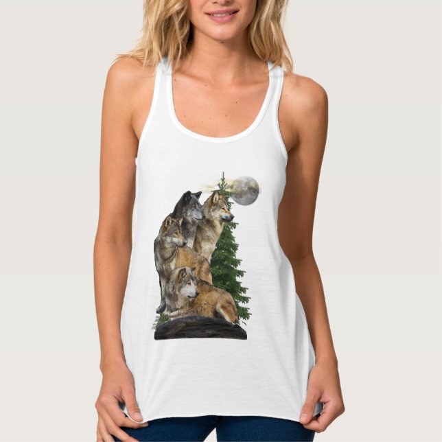 Wolf und Mond Tank Top (Vorderseite)