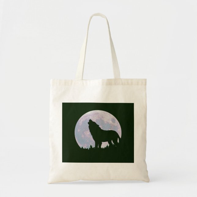 Wolf und Mond Tragetasche (Vorne)