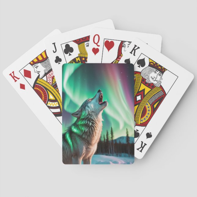 Wolf und Nordlichter Spielkarten (Rückseite)