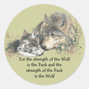 Wolf und Pack Familienangebot Tierart Art Runder Aufkleber