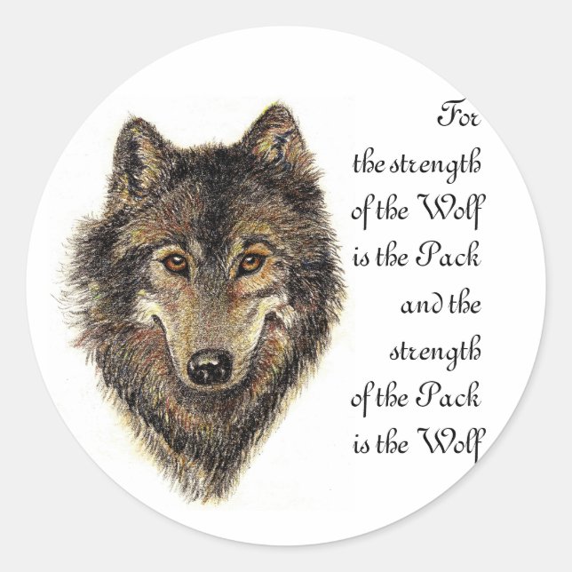 Wolf- und Packquote - Tiersammlung Runder Aufkleber (Vorderseite)
